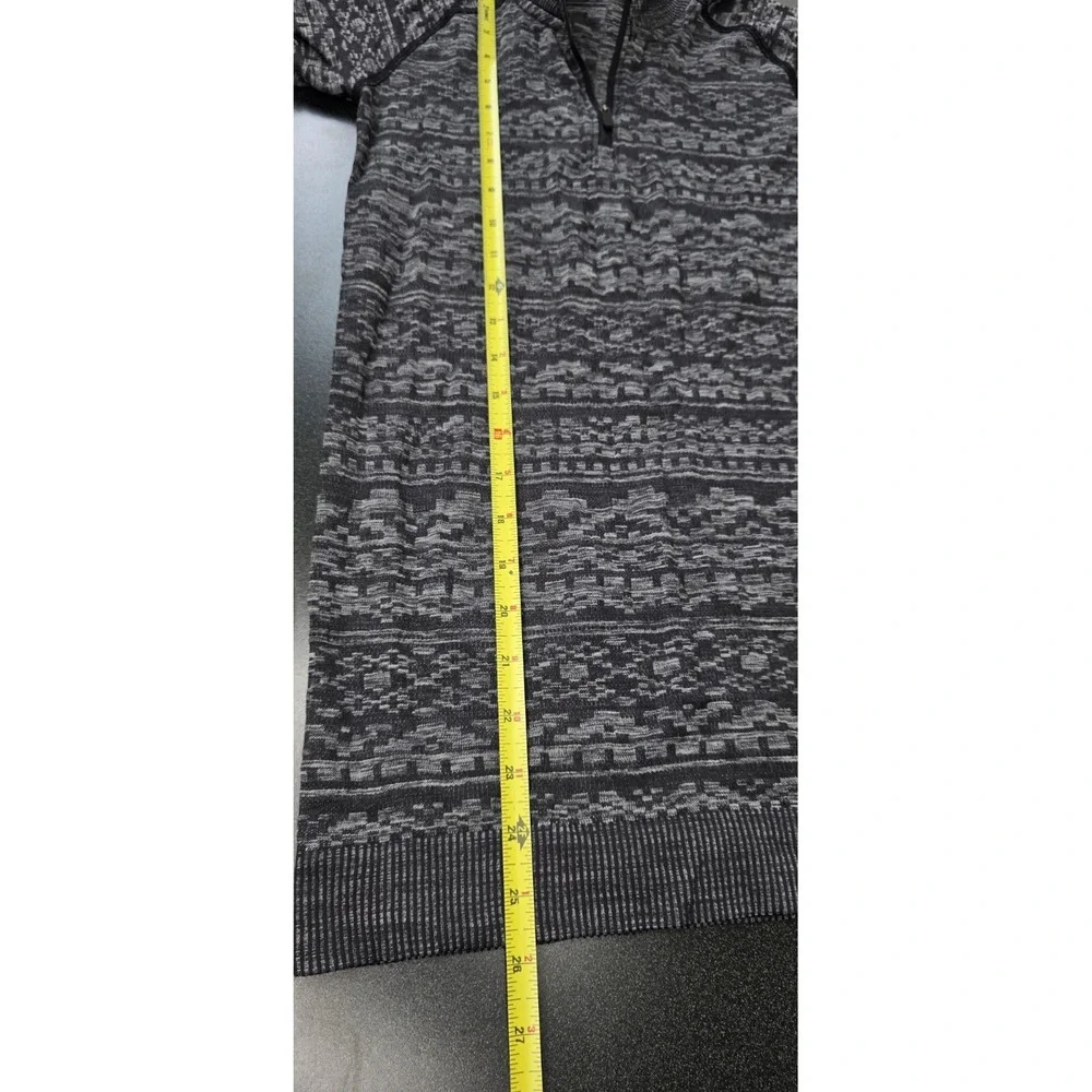 Lululemon Women 2 Rest Less 1/4 Zip Long Sleeve Grey Black Print Yoga Pilates